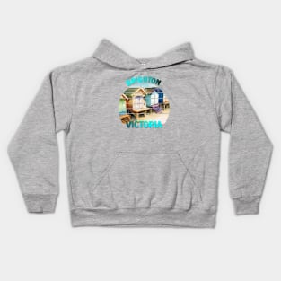 Brighton Victoria Australia Retro Vintage Sunset Beach Boxes Kids Hoodie